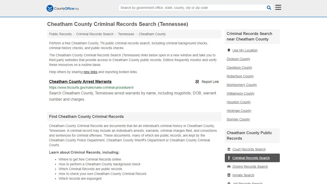 Criminal Records Search - Cheatham County, TN (Arrests ...